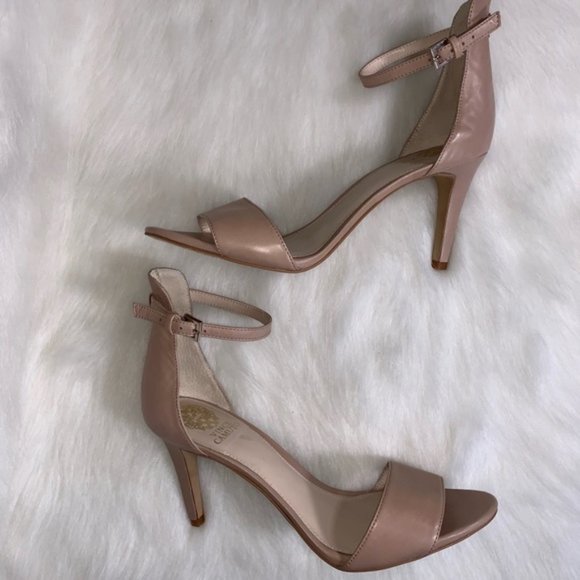 Vince Camuto Court Nude Strappy Leather Heels - Picture 2 of 8